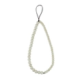 White turquoise beaded phone strap with grey marble veins and polished silver metal bead - White Turquoise Phone Chain