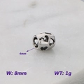 Distanziatore cuore traforato argento per gioielli fai da te diametro 4mm - Perla Distanziatrice a Cuore Cavo (KLJ9063-KJX)