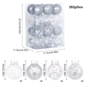 24-piece set of silver and clear 6cm plastic Christmas balls in a transparent gift box - Silver