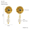 Vergoldete Edelstahlohrringe mit blauem Kristallstern und weißer Perle für Damen - Sonnenblumen Perlenohrringe(ZYG1591) / 18K Vergoldet