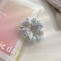 Blue daisy print mesh scrunchie hair tie for women's elegant bun hairstyles - Small (approx. 9.5cm) / Blue