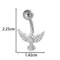 Silver stainless steel belly ring featuring a micro-paved zircon bird wing pendant - Bird Shape - Silver (0198-4#银)