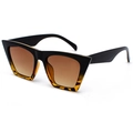 Quadratische Oversize-Sonnenbrille mit schwarzem Rahmen, Leopardenmuster und braunem Verlauf - Schwarz Leopard Verlauf Braune Gläser