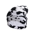 Gorro de punto con estampado de vaca en blanco y negro para estilo urbano de invierno - Estampado de Vaca en Blanco y Negro
