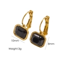 Elegant gold titanium steel rectangular earrings featuring set black square cubic zirconia - Black