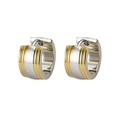 Poliertes zweifarbiges Gold und Silber Edelstahl Creolen für Damen Mode - 7*9mm Zwei-Seiten-Kugeln Gold Silber