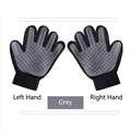 Pair of gray silicone pet grooming gloves with black mesh and adjustable velcro strap - Left Hand / Gray