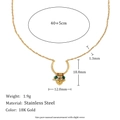 18K vergulde roestvrijstalen ketting met hartvormige hanger, groene kraal en maten - Cirkel Hart Kleine Hanger Ketting - Goud
