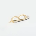 Abstract irregular open ring in two-tone gold and silver finish for a vintage look - Double Ring Style (JZ0527)