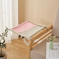 Solid wood hanging cat bed with pink and grey canvas fabric for window or chair - Upgraded Style D / Dusty Pink