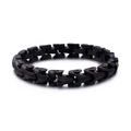 Punk style men's dragon bone bracelet with black finish and interlocking scales - 21cm (KB104619-K) / Black