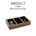 Black walnut jewelry box with three slots, acrylic lid and black velvet lining - 3 Slots Black Velvet (RB520-C1)
