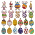 21-piece colorful Easter alloy charms with eggs, bunnies, and gnomes for DIY keychains - Easter Egg Set (SN928)