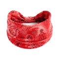 Bandeau de yoga rouge à motif paisley pour femme en tissu coton anti-transpiration - Cachemire Rouge(#112)