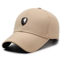 Khaki Herren-Baseballkappe mit Vintage-Pferde-Emblem und strukturierter Textur - Khaki