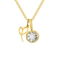 Collier en acier doré avec pendentif lettre P et pierre de naissance en zircon clair - Lettre I / Or