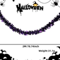 2m Halloween Girlande in Lila und Schwarz mit Fledermaus-Motiven für Partydeko - Lila Schwarz Fledermaus