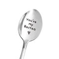 Silberner Kaffeelöffel aus Edelstahl mit You are MY Bestea Gravur und einem Herzsymbol - Du bist mein Bestea