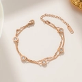 Bracciale a doppio strato in oro rosa con numeri romani e cristalli brillanti - Oro rosa