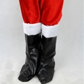 Deluxe black faux leather Santa boot covers with red velvet pants and white plush trim - Bottoms / One Pair Of Santa Boots