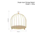 Single tier gold birdcage perfume organizer with crystal knob and metal wire frame - Gold - Single Tier Birdcage Organizer