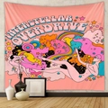 Macro shot of a high-quality psychedelic art tapestry with vibrant interstellar typography - Interstellar Overdrive Style (GT423-33)