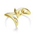 S925 sterling silver open fox ring in gold finish with animal wrap-around design - Gold