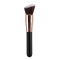 Flat foundation brush with brown bristles, rose gold ferrule and black handle - Angled Foundation Brush / Black