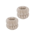 Beige towel fabric wrist washbands with soft plush texture for skincare, set of 4 pieces - Grey-Brown Wristband 2-Piece Set