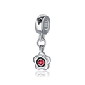 Silver flower charm with red gemstone and pizza slice bail for DIY bracelets - 15-Red Flower Pizza