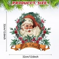 Sticker mural Père Noël 3D avec couronne festive et ruban de nom personnalisable - 32*32CM