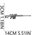 Detail of sniper rifle embroidery patch showing grey stitching and 14cm size dimensions - Sniper Rifle Style (No. 11)