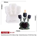 Silicone heart tulip candle mold for DIY floral crafts showing mold and purple candle - Heart Tulip SD-159