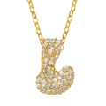 Gold plated 26 letter pendant necklace with cubic zirconia inlay and O-shaped chain - Letter L