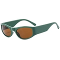 Lunettes de soleil ovales rétro avec monture vert foncé épaisse et verres marron - Vert Solide