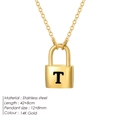 14K gold stainless steel necklace with letter T pendant and love lock design - Letter T Style