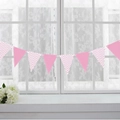 Ghirlanda di bandierine nordiche in carta rosa e bianca per decorazione di feste di compleanno - Banner Triangolare Chevron Rosa Chiaro