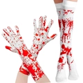 Halloween bloody handprint long gloves and over-knee socks set for cosplay party - XL / Blood Spatter Gloves And Socks Set