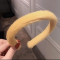 Bright yellow plush faux fur headband for women with a thick and soft anti-slip texture - Ginger Yellow