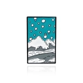 Broche rectangular de esmalte de invierno con montañas nevadas y copos de nieve - Paisaje de Nieve de Invierno (CC1256)