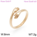 Anillo de acero inoxidable oro rosa con diseño de abrazo, ancho 8mm, tallas del 6 al 9 - US 6 / Oro rosa