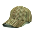 Vista dettagliata del motivo a strisce retrò su un cappellino da baseball in tela - Regolabile (56-60cm) / Verde Militare