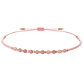 Handgemaakte armband met roze gefacetteerde kralen en verstelbaar geweven koord - Watermeloenrood