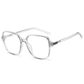 Occhiali quadrati trasparenti minimalisti con lenti chiare e cerniere in metallo - Grigio Trasparente