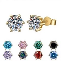 Klassische Sechs-Klauen-Moissanit-Ohrstecker in Gold mit verschiedenen bunten Steinen - Lila Moissanit / 1.0ct+1.0ct (Goldfarbe)