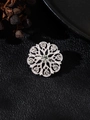 Elegant silver snowflake brooch with sparkling crystal rhinestones on a black background - XD033-1 Silver Mini Flower