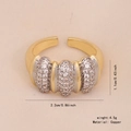 Bague cœur dorée avec triple sertissage en zircons et anneau en cuivre réglable ouvert - Style de Luxe Pavé à Trois Rangs (3#)