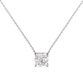 Collier en argent sterling S925 avec pendentif en zircon brillant à coupe carrée classique - Collier Zirconia Carré Taille Fleur de Glace (DY190528-S-W-WH)