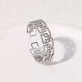 Silver Geometric Stacked Hollow Style (JR446-S7)