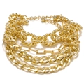 Set di bracciali a catena in metallo dorato multistrato con maglie chic e design trendy - Graffetta Intrecciata Oro